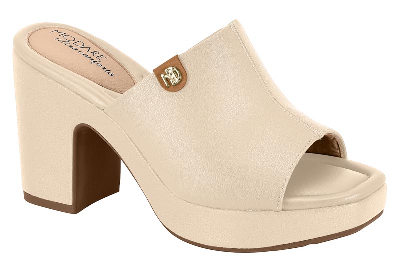 Sandalia Plataforma Bloque Napa Floather Creme Modare