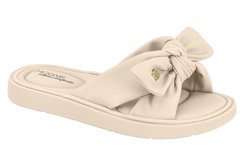 Sandalia Ultra Conforto con Lazo Nobuck Ultra Soft Creme Modare