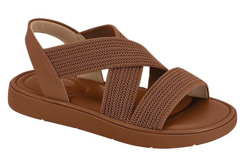 Sandalia Tiras Elásticas Cruzadas Comfort Café Modare