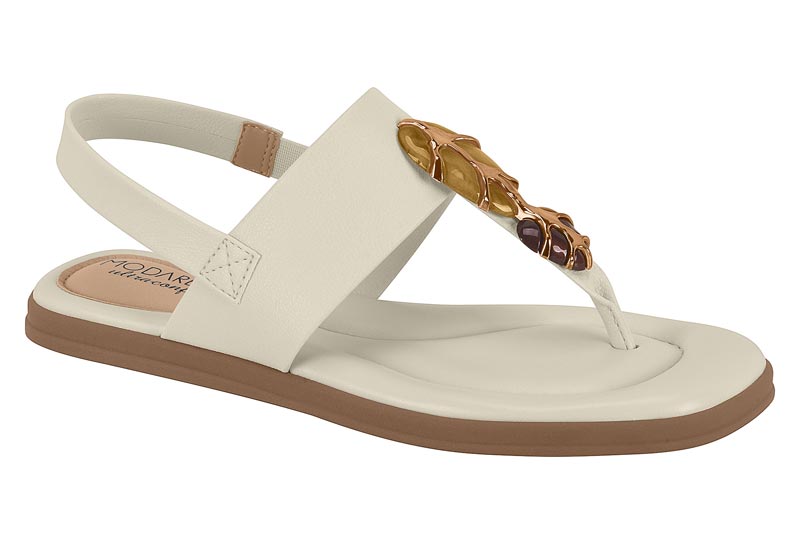 Sandalia Thong Plana Napa Adorno Piedras Ultraconfort Modare