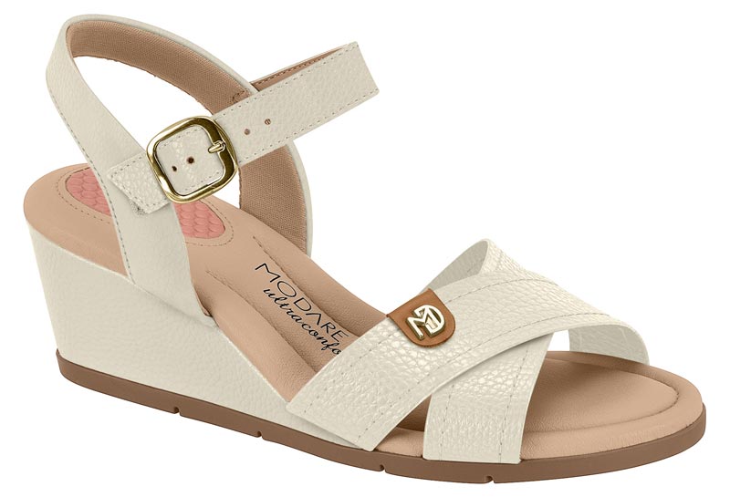 Sandalia Cuña Napa Blanco Off Modare Ultraconfort