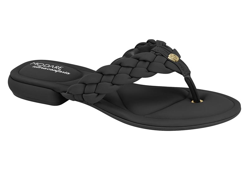 Sandalia Plana Trenza Confort Negro Modare