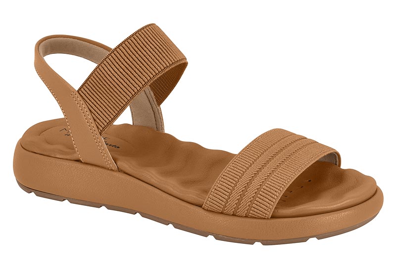 Sandalia Comfort Elástica Ribeteada Camel Modare