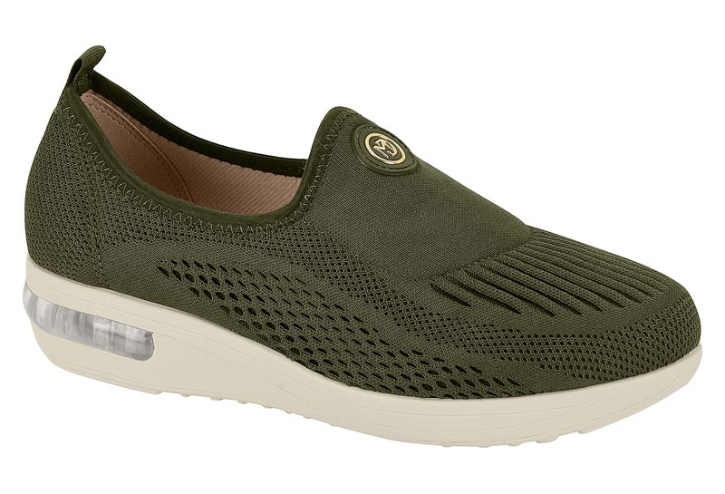 Tenis Cuña Modare Slip On Tejido Oliva con Burbuja de Aire
