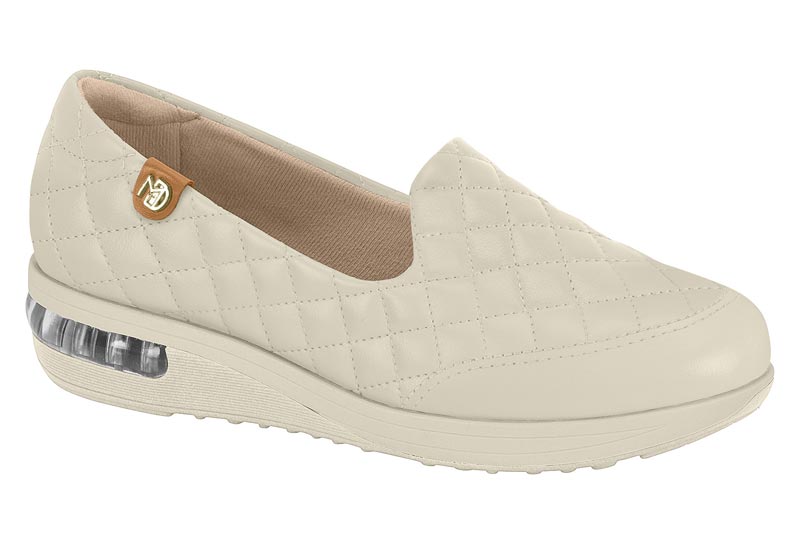 Zapatilla Slip-On Cuña Napa Acolchada Modare Blanco Off-White