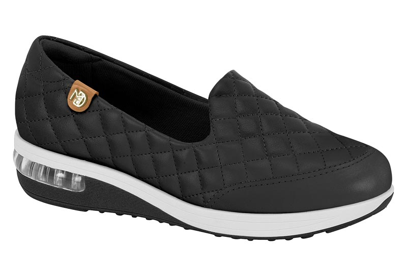 Zapatilla Cuña Acolchada Napa Suprema Air Modare Negro