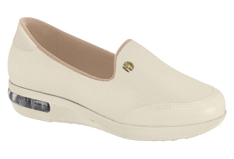 Mocasín Cuña Burbuja Aire Micro Perforado Blanco Off Modare