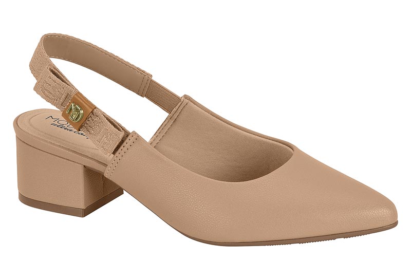 Zapatilla Destalonada Taco Bloque Napa Nude Modare