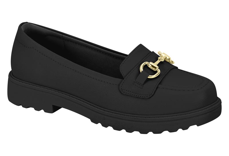 Mocasín Modare Plataforma Track con Herraje Dorado Negro Napa