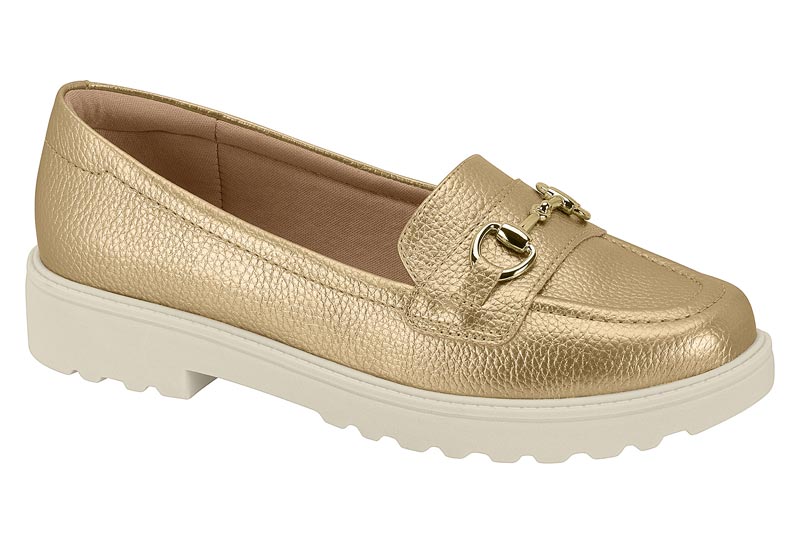 Mocasín Metalizado Dorado con Herraje y Suela Track Modare