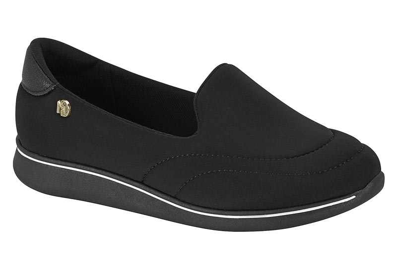 Zapatilla Cuña Slip-On Lycra Negra Confort Modare