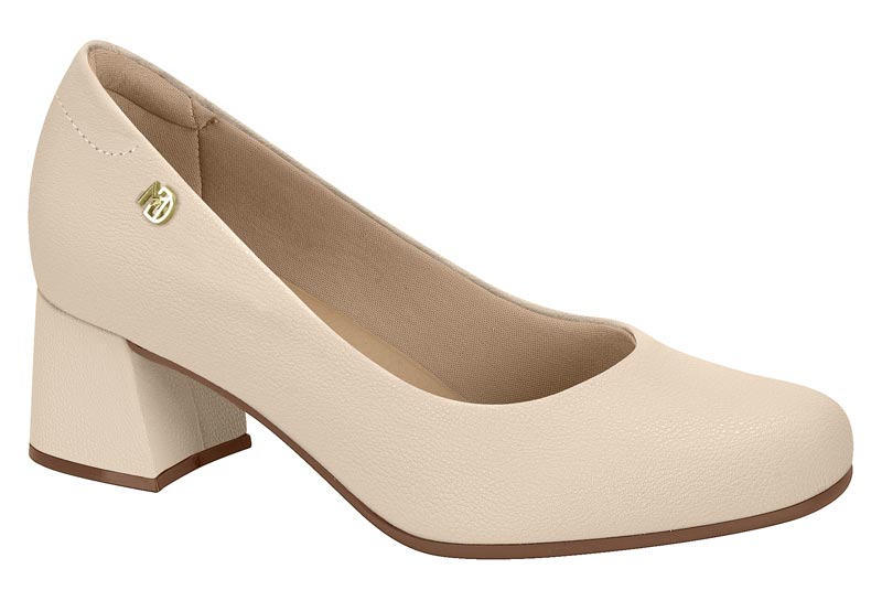 Zapatilla Confort Tacón Bloque Napa Creme Modare
