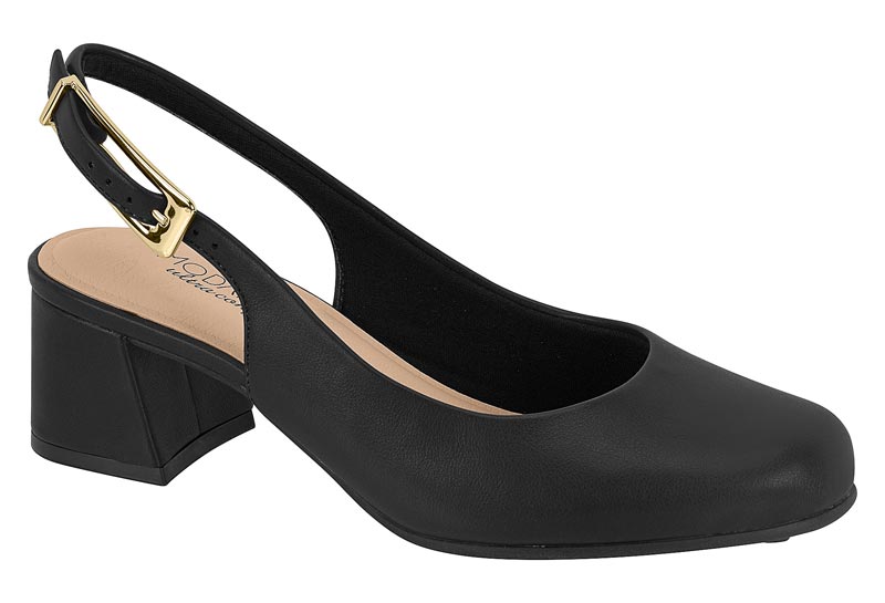 Zapatilla Destalonada Slingback Napa Suprema Negra Modare
