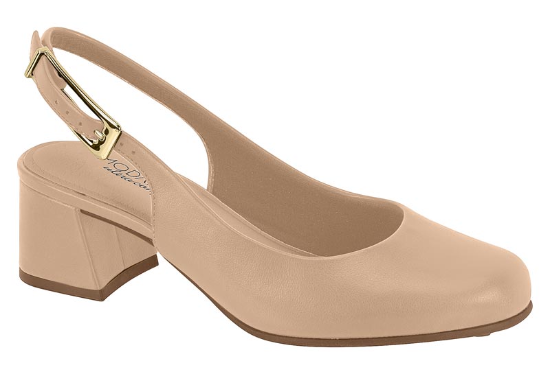Zapatilla Destalonada Slingback Bloque Napa Suprema Beige Modare