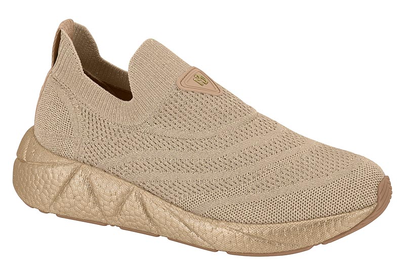 Tenis Slip On Tejido Lurex Beige Modare Ultra Confort
