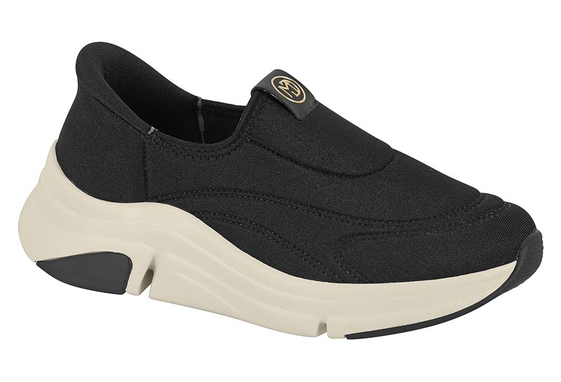 Tenis Slip-On Lycra Confort Plataforma Negro Modare
