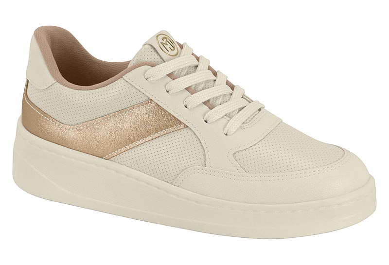 Tenis Casual Plataforma Modare Blanco Off-White Dorado Perforado