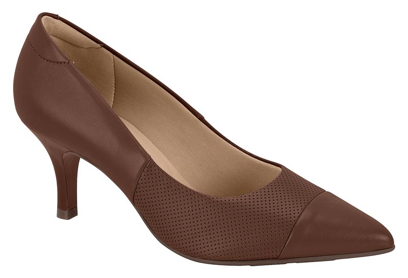 Zapatilla Tacón Kitten Napa Café Perforada Modare Confort