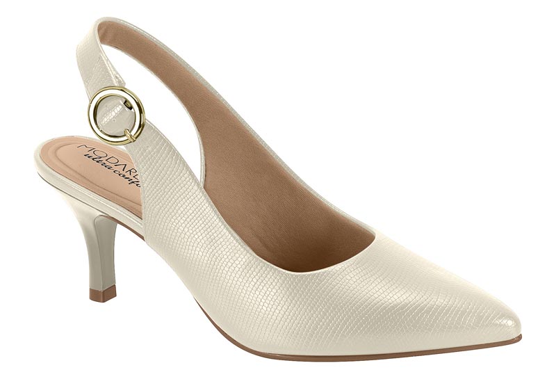 Zapatilla Destalonada Kitten Napa Lezard Blanco Off Modare