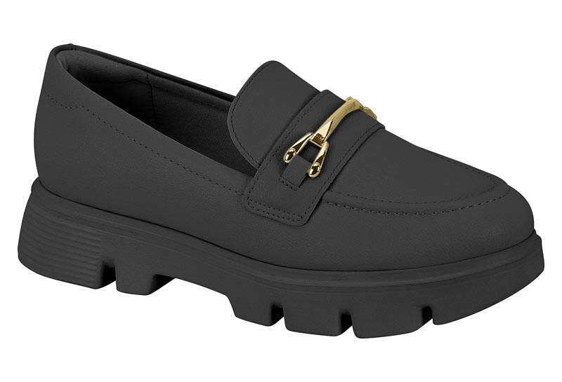 Mocasín Napa Floather Herraje Oro Suela Track Modare Negro