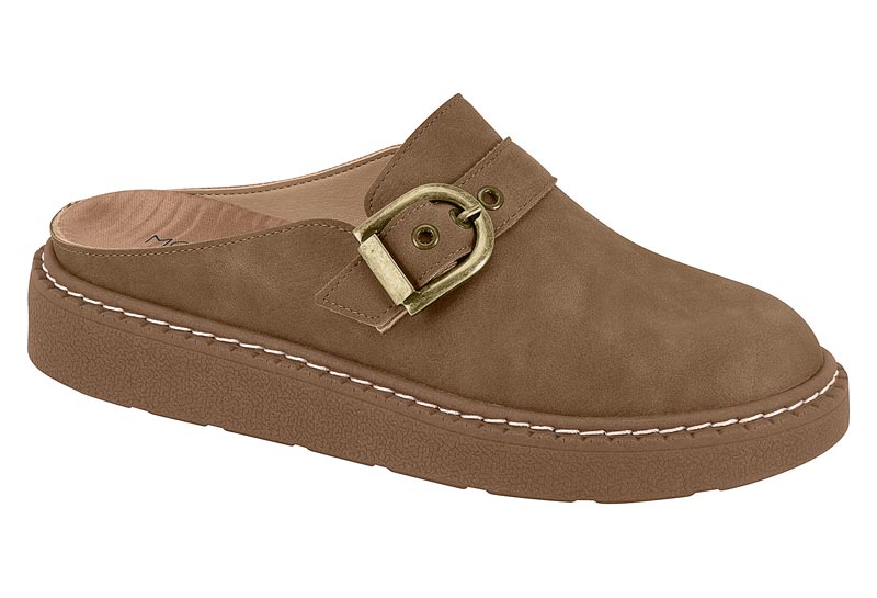 Mule Plataforma Hebilla Napa Veluna Castaño Modare