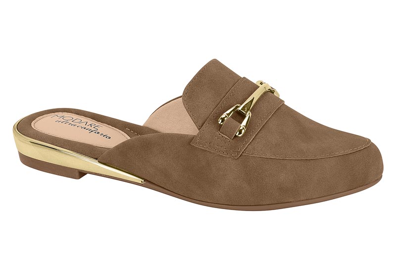 Mule Tipo Loafer Herraje Dorado Café Modare Ultraconforto