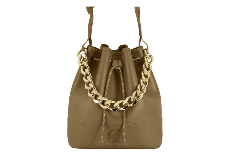 Zapato Bolso Bucket Cadena Dorada Moleca Olive