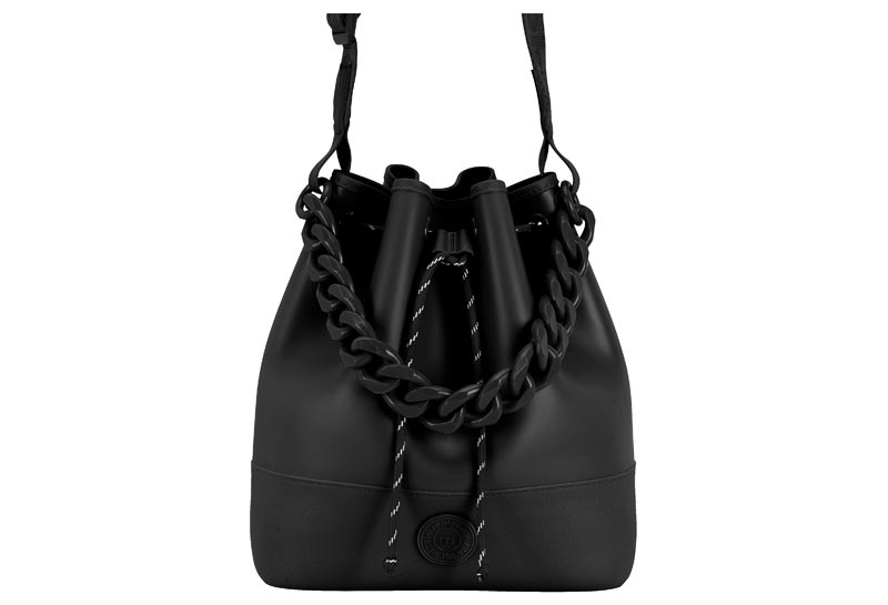 Tenis Bolso Bucket Cadena Negra PVC Moleca