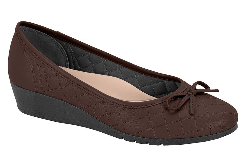 Zapatilla Cuña Acolchada Moño Chocolate Moleca