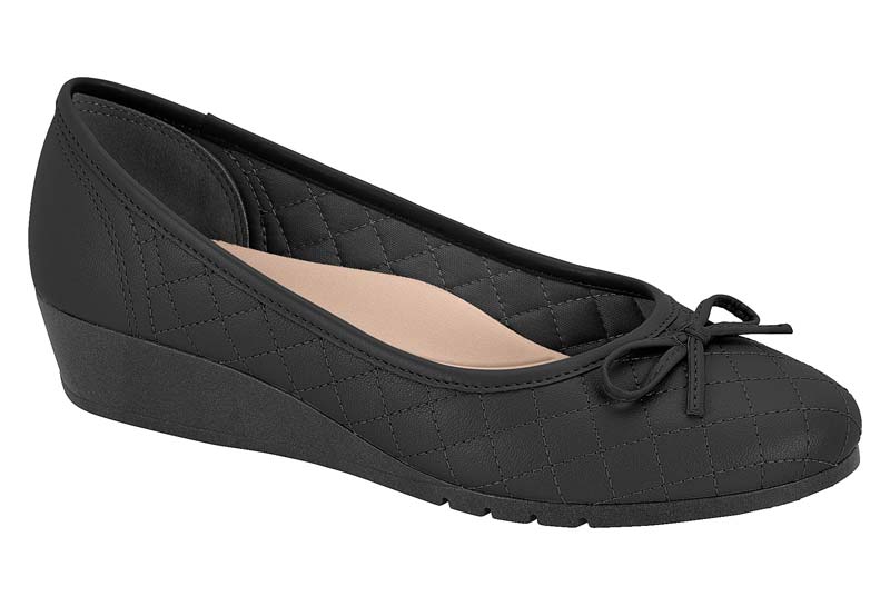 Zapatilla Cuña Acolchada Moño Negro Moleca