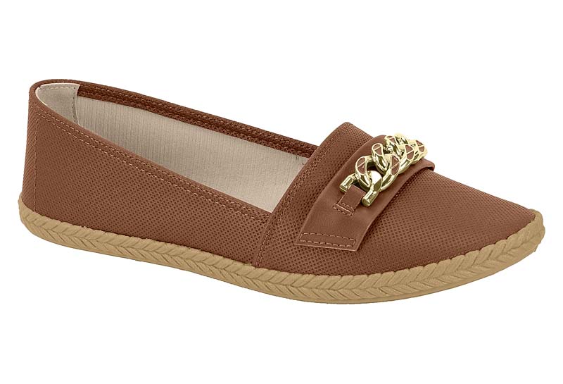 Mocasin Perforada con Cadena Dorada Moleca Avelã