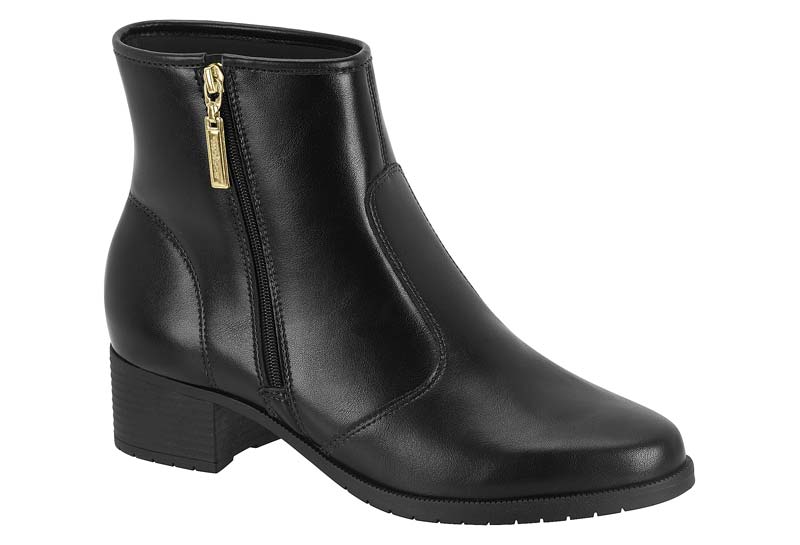 Botín Negro con Cremallera Moleca Napa Genebra