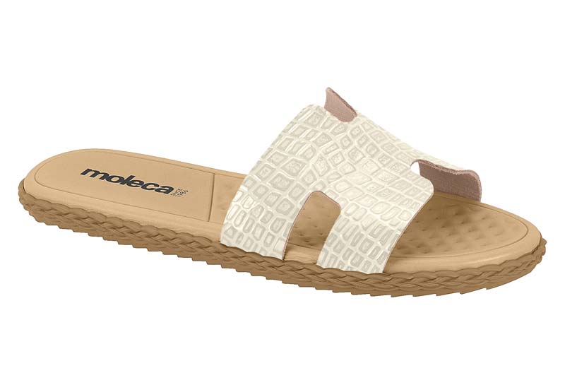 Sandalia Slide Croco Blanco Off Moleca