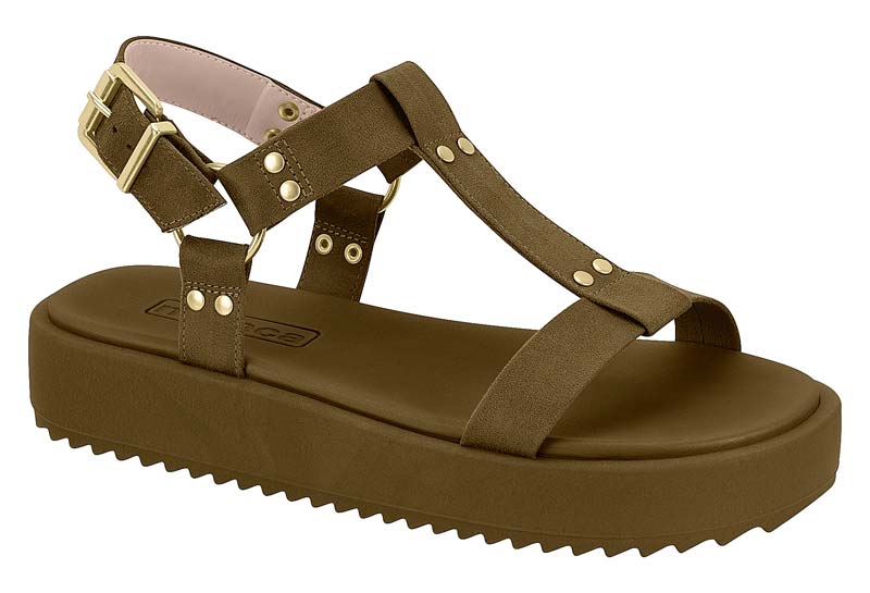 Sandalia Plataforma Tipo Gamuza Olive con Remaches Moleca