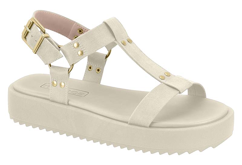 Sandalia Plataforma Tiras Estoperoles Blanco Off Moleca