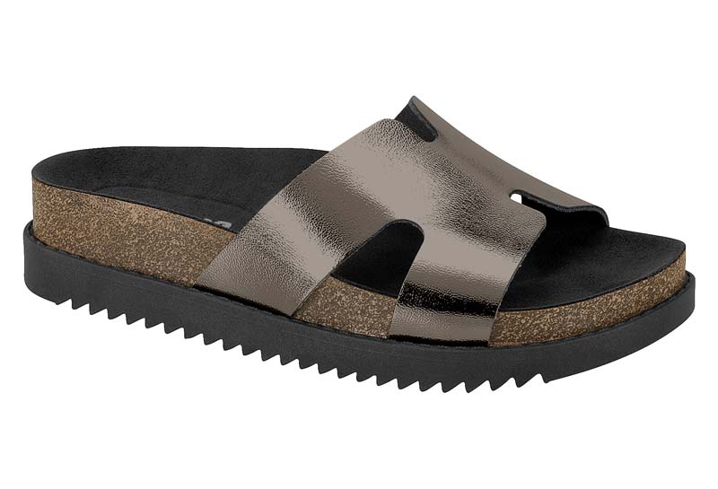 Sandalia Slide Plataforma Brillo Grafite Moleca