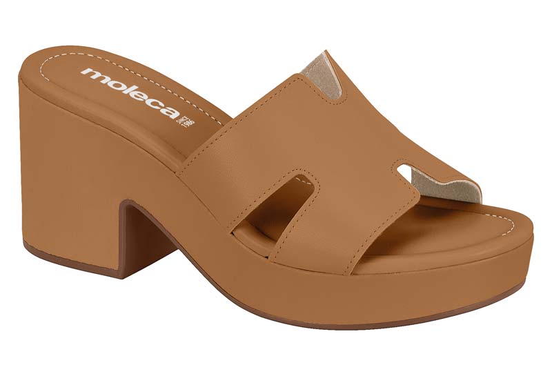 Sandalia de Plataforma Napa Camel Moleca