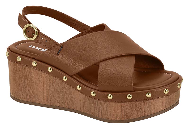 Sandalia Cuña Napa Cruzada con Tachas Avela Moleca