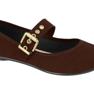 Balerina Mary Jane Camurca Chocolate Moleca