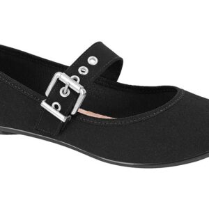 Balerina Estilo Mary Jane Camurca Flex Negra Moleca