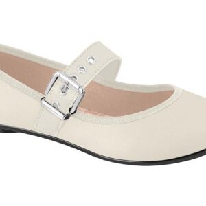 Balerina Mary Jane Napa con Hebilla Blanco Off Moleca