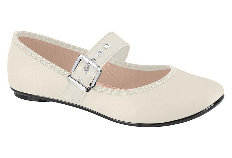 Balerina Mary Jane Napa con Hebilla Blanco Off Moleca
