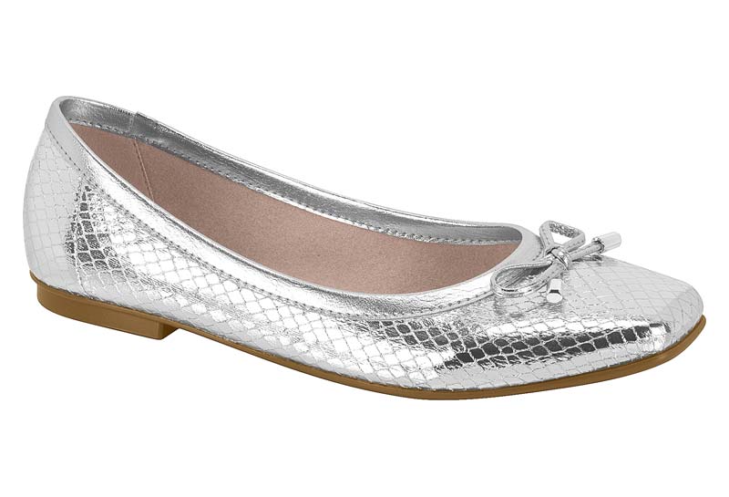 Balerina Metalizada Snake Plata con Moño Moleca