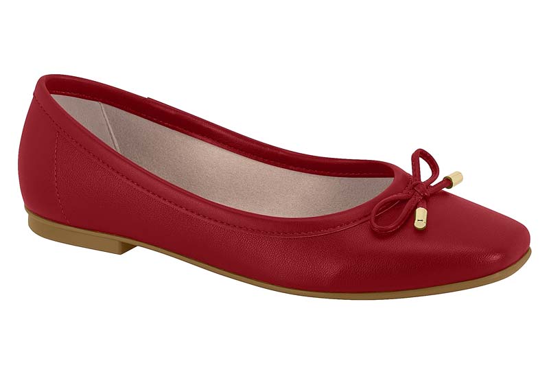 Balerina Roja Napa con Moño Dorado Moleca