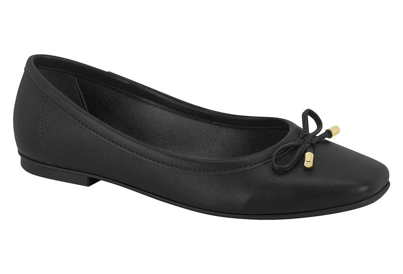 Balerina Moleca Negra Napa Turim con Moño Dorado