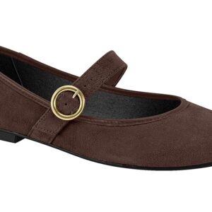 Balerina Mary Jane Chocolate con Hebilla Dorada Moleca