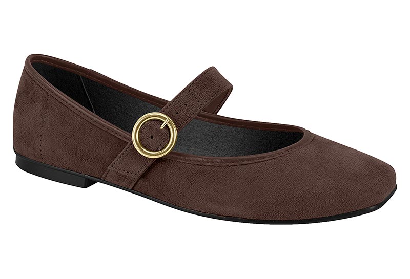 Balerina Mary Jane Chocolate con Hebilla Dorada Moleca