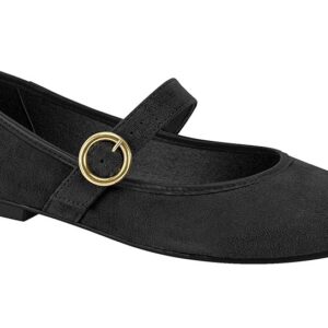 Balerina Mary Jane Negra Camurca con Hebilla Moleca