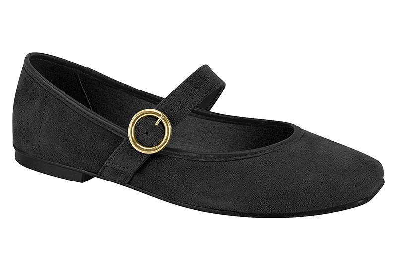 Balerina Mary Jane Negra Camurca con Hebilla Moleca