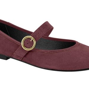 Balerina Mary Jane Camurça Flex Vino Moleca